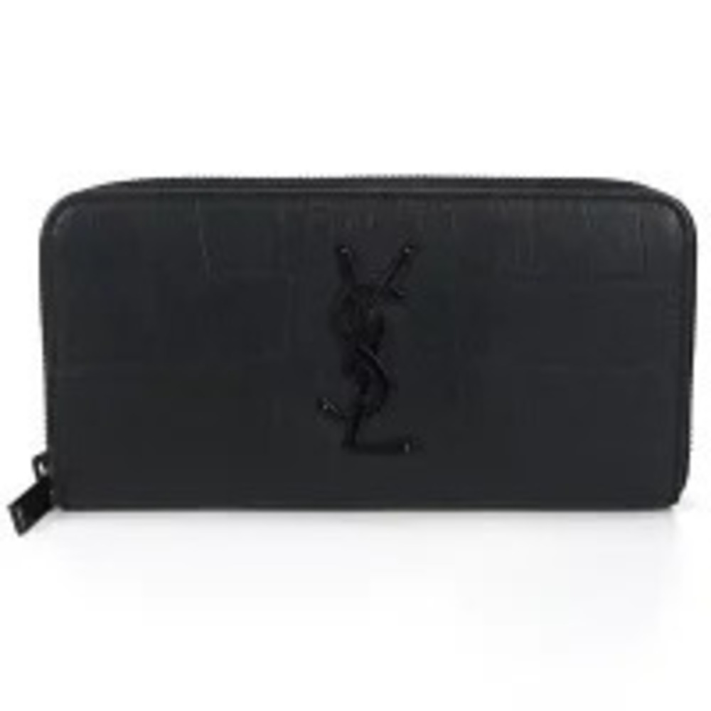 Saint Laurent Long Wallet Round Zipper Full Zip Black